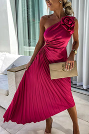 Ivy Harrison | One-Shoulder Pleated Maxi Dress