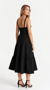 Isabeau Renard | Corset Midi Dress – Tailored Waist and Flowing Skirt