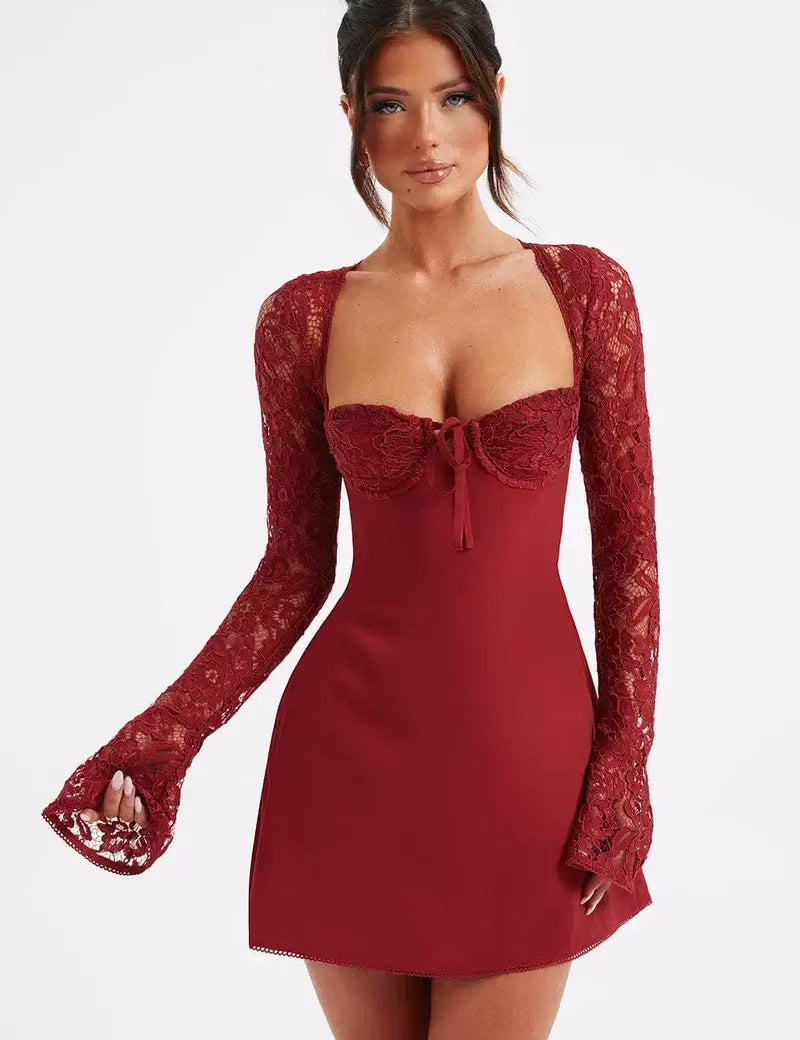 Claire Jennings | Lace Sleeve Mini Dress