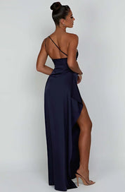 Elowen Duvall | Women’s Asymmetric Evening Maxi Dress – Elegant Gown with High Split