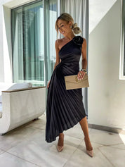 Ivy Harrison | One-Shoulder Pleated Maxi Dress