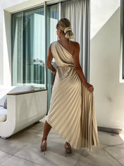 Ivy Harrison | One-Shoulder Pleated Maxi Dress